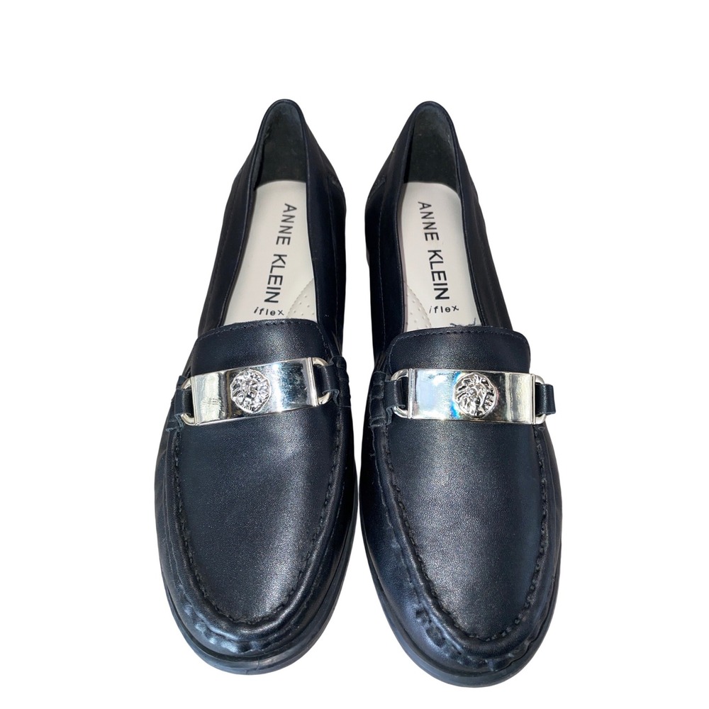 Anne Klein Naddie Black Lion Head Loafers‎ iFlex Comfort Flats 7.5M AKNADDIE